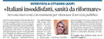 Barbara Cittadini su Il Tempo: "Italiani insoddisfatti, sanità da riformare con interventi e investimenti per rilanciare il servizio pubblico"